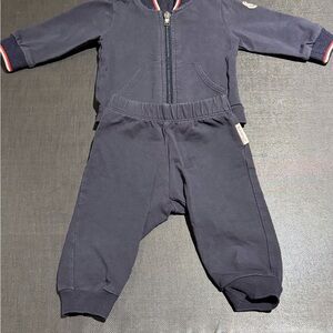 Moncler Baby 6-9mp Navy Tracksuit with Red and White Accents